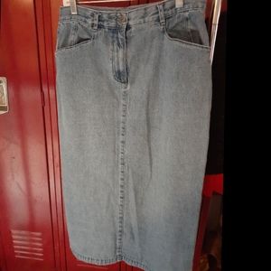 90s high waisted midi denim skirt